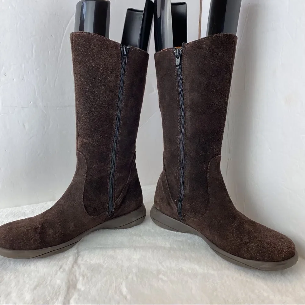 Tabarca By Pepa Brown Suede Embroidered Calf Boots Size 38